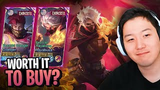 How much is the new Exorcist Hayabusa and Granger skins gameplay and review  Mobile Legends [upl. by Ahsinert]