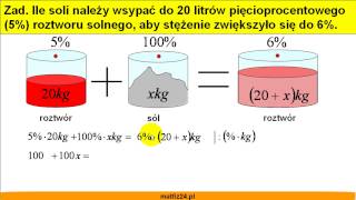 Mieszanie roztworów procentowych  Zadanie 5  Matfiz24pl [upl. by Leipzig832]