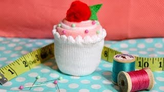 How To Make a Cupcake Pincushion [upl. by Hnahym421]