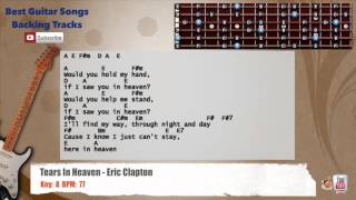 🎸 Tears In Heaven  Eric Clapton Guitar Backing Track with scale chords and lyrics [upl. by Ileek]