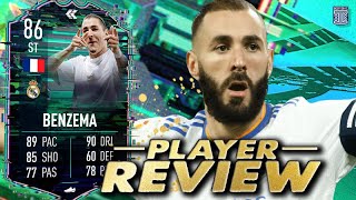 86 FLASHBACK BENZEMA PLAYER REVIEW FLASHBACK BENZEMA  FIFA 22 ULTIMATE TEAM [upl. by Arded669]