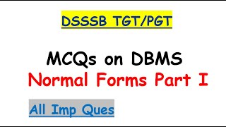 NormalizationPart 1 DBMS MCQs NETGATEISRONIELIT [upl. by Yelrihs603]