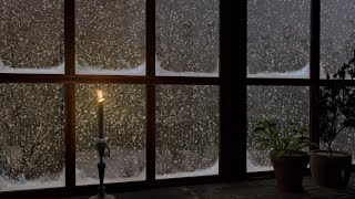 The ambiance felt from the window of the cabin on a cold snowy winter day  Snowstorm Sounds 8 Hours [upl. by Yadnus]