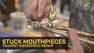 How to fix a stuck trumpet mouthpiece  Instrument Repair at Home [upl. by Hedvige548]