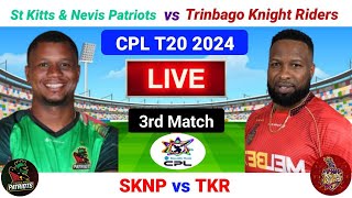 CPL Live  SKNP vs TKR Live  3rd Match  CPL T20 Live  Caribbean Premier League 2024 Live [upl. by Nongim]