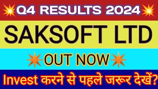 Saksoft Q4 Results 2024 🔴 Saksoft Results 🔴 Saksoft Share Latest News 🔴 Saksoft Q4 Results [upl. by Inaluiak]