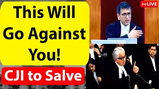 Intense Debate between CJI and Harish Salve quotThis Will Go Against Youquot SC Live [upl. by Bocoj]