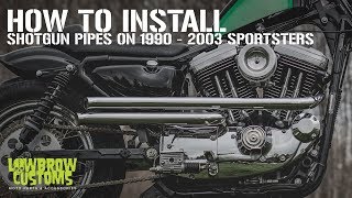 Lowbrow Customs Shotgun Pipes How To Install 1990 2003 Sportsters [upl. by Rehptsirhc]