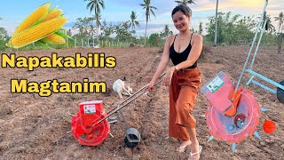 Planting Hybrid Sweetcorn using Corn Seeder Planter 🌽 [upl. by Enitsua]