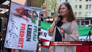 Demo in Münster quotFür die feministisch geführte Revolution in Iranquot  Maria Salinas IR Münster [upl. by Suoivatnom]