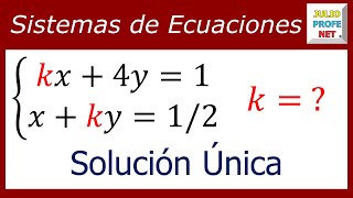 VALOR DE UNA CONSTANTE PARA SISTEMA DE ECUACIONES 2×2 CON SOLUCIÓN ÚNICA [upl. by Iaht913]