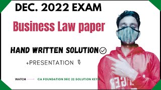 Business Law Solution December 2022  ca foundation  suggested answers  law paper solved dec 22 [upl. by Bolitho]