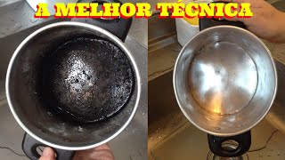 COMO LIMPAR PANELA QUEIMADA FÁCIL E RÁPIDO  HOW CLEANING BURNED COOKER STEP BY STEP [upl. by Stover]