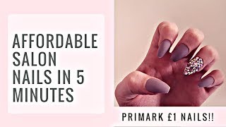 Primark £1 nails  salon look nails at home [upl. by Coad530]