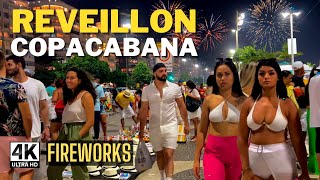 🇧🇷 COPACABANA NEW YEARS EVE CELEBRATION 4K ⁶⁰  RIO DE JANEIRO BRAZIL REVEILLON [upl. by Stelu817]