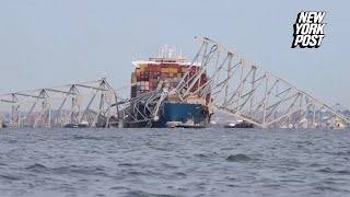 Video shows destruction in aftermath of Baltimores Francis Scott Key Bridge collapse [upl. by Atronna]