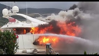 Super yachts  Fire on board Motor Yacht Lady Vanilla Corrected date [upl. by Nylauqcaj746]