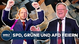 LANDTAGSWAHL NIEDERSACHSEN SPD bleibt stärkste Kraft  Auch AfD sieht sich als Wahlsieger [upl. by Tybalt821]