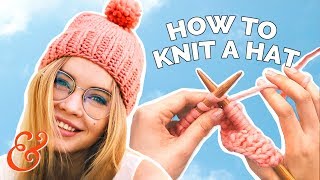 How to KNIT A HAT on STRAIGHT NEEDLES for Beginners Stepby Step [upl. by Inaffit497]