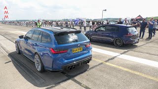 800HP SINGLE TURBO BMW M3 TOURING vs 700HP VW Golf 7 R [upl. by Bui]