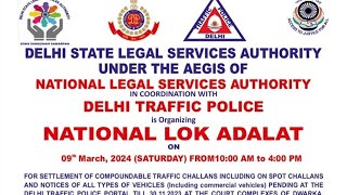 Lok Adalat 2024 Appointment Delhi traffic challan [upl. by Sharity877]