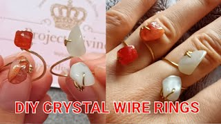 DIY CRYSTAL WIRE RINGWire wrapped ring TutorialHandmade wire ringJewelry making at home [upl. by Wager485]