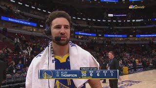 Klay Thompson Courtside Interview  Golden State Warriors beat Chicago Bulls 140131 [upl. by Adiana917]