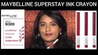 Maybelline Superstay Ink Crayon Lip Swatches amp Review  Dusky to Dark Indian Skintone [upl. by Benia]