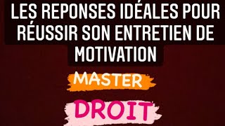 Les réponses IDÉALES pour RÉUSSIR SON ENTRETIEN DE MASTER Part 2 [upl. by Black]