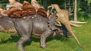 Stegoceratops VS Spinoraptor  Jurassic World Evolution [upl. by Melessa]