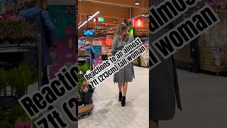 Reactions to an almost 7ft 213cm tall woman in a grocery store 7ft tallgirl tallwoman [upl. by Zehcnas]