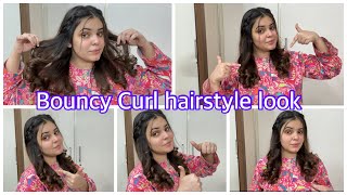 Eid Special Bouncy Curl Hairstyle Look😍Easy And Simple Hairstyle😍 Bouncy curl hairstyle look😉 [upl. by Shem]