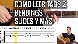 Como leer Tabs de guitarra 2 Slides Bendings Vibratos Hammer Ons [upl. by Joye]