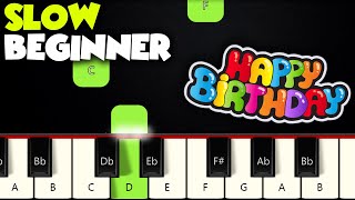 Happy Birthday  SLOW BEGINNER PIANO TUTORIAL  SHEET MUSIC by Betacustic [upl. by Ardnoed]