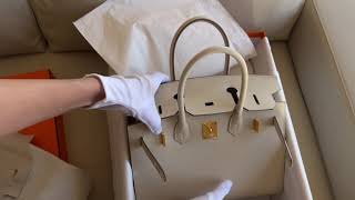 HERMES BIRKIN 25 SELLIER CRAIE EPSOM GHW UNBOXING [upl. by Dalia]