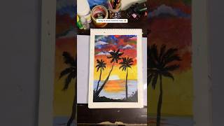 PALM TREES WITH A SUNSET 🌅 lanscape calligraphy painting art youtubeshorts wavepainting [upl. by Naivaj]