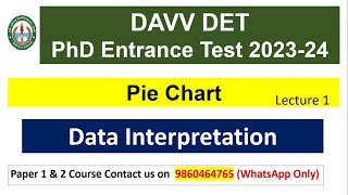 DAVV DETPhD Entrance Exam  Pie Chart for DAVV DET Exam 2023  Data Interpretation [upl. by Ruhtua]