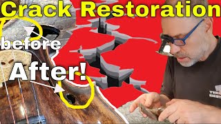 230 Year old Violin Restoration Transformation  Fhole Crack [upl. by Rehotsirhc]