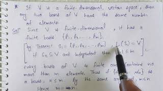 46 Any two bases of Vector Space V have the same number of elements  Linear Algebra [upl. by Lindsay]