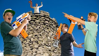 King of the Castle Family Nerf Battle Ethan and Cole Challenge Family [upl. by Nylg]