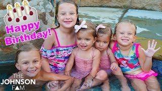 BIRTHDAY POOL PARTY 🎂 Teaching TWINS Taytum and Oakley How To Swim [upl. by Raphaela]