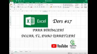 EXCEL DERSLERİ 17  PARA BİRİMLERİ  DOLARTLEURO İŞARETLERİ [upl. by Volney]