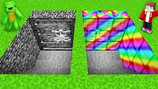 JJ and Mikey Found SECRET BEDROCK vs RAINBOW BUNKERS Minecraft Maizen [upl. by Haslam]