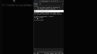 A Quick Python Installation Check on Windows using the Command Prompt shorts tutorial [upl. by Konrad823]