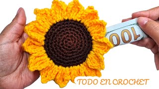 🔥Teji GIRASOL a CROCHET 💯ETERNA PRIMAVERA😍 descubre patrón a crochet paso a paso fácil y rápido [upl. by Sharyl598]