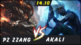 Pz ZZang  Yasuo vs Akali MID Patch 1410  Yasuo Gameplay [upl. by Ellertnom]