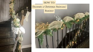 DIY CHRISTMAS STAIRCASE  BANISTER DECOR  WALMART [upl. by Mab251]