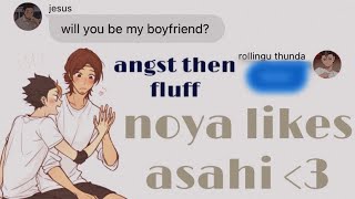 noya likes asahi  asanoya fluff and angst  haikyuu texts [upl. by Akiehsal]