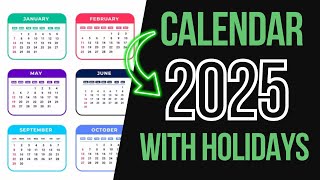 CALENDAR 2025 WITH HOLIDAYS  2025 CALENDAR COMPLETE [upl. by Brina686]