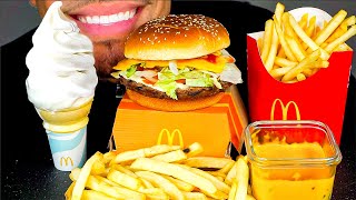 MCDONALD’S QPC CRISPY FRENCH FRIES CHEESE SAUCE BIG BITES ICE CREAM CONE ASMR MU [upl. by Onitram]